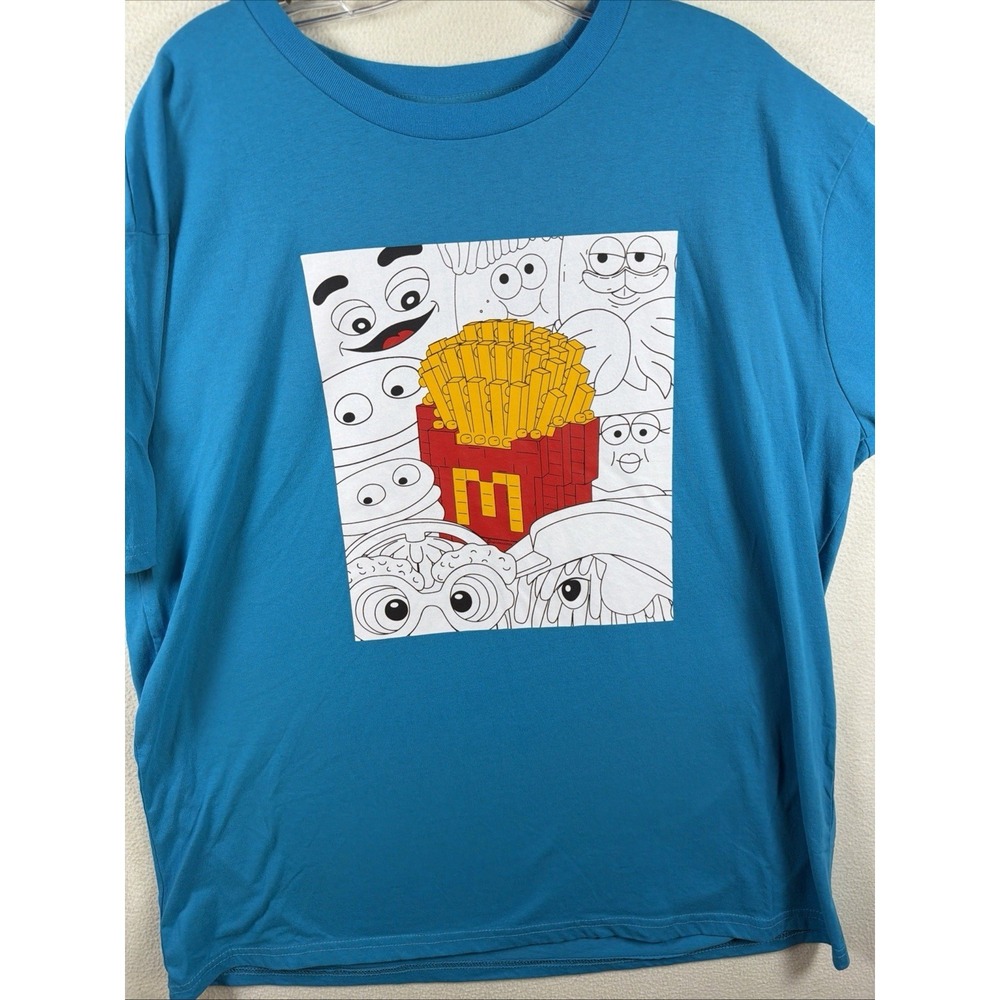 McDonalds Graphic T-Shirt Blue Mens 2XL French Fries McDonaldland Characters Tee